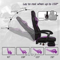 Computer Gaming Chair Ergonomic Office Massage Chair Footrest Recliner Purple