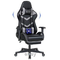 Computer Gaming Chair Footrest Ergonomic Recliner Swivel Adjustable Office Grey