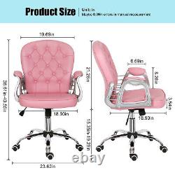 Computer Office Chair Executive Swivel Adjustable Mid Back PU Leather Chair Pink