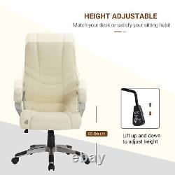 Computer Office Swivel Chair Desk High Back PU Leather Height Adjustable(Cream)