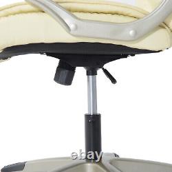 Computer Office Swivel Chair Desk High Back PU Leather Height Adjustable(Cream)