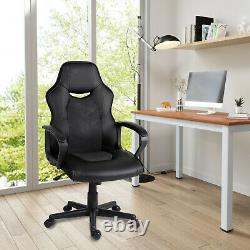 Computer PC Desk Chair Gaming Chair Racing Office PU Chair Swivel Chair Black UK