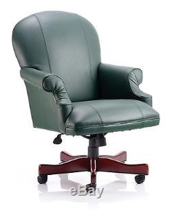 Condor Executive Chair Green Leather With Arms. Office Seating