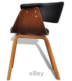 Contemporary Dining Chair Retro Arm Seat Black Faux Leather Living Room Office