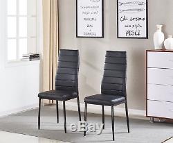 Contemporary Set Of 2 Dining Chairs Black Faux Leather Kitchen Office Furniture