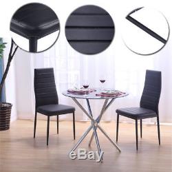 Contemporary Set Of 2 Dining Chairs Black Faux Leather Kitchen Office Furniture