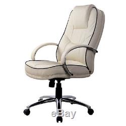 Cream Business leather faced executive swivel computer office chair