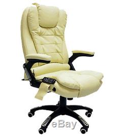 Cream Leather Office Massage Swivel Chair Release Tension Back Bottom Thighs