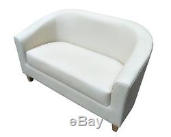 Cream Two Seater Tub Chair Faux Leather Office Armchair Reception Home 2 Seats
