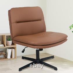 Cross Legged Home Office Desk Chair PU Height Adjustable Armless Computer Chair