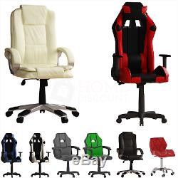Cushioned Computer Gaming Desk Office Chair Executive Swivel Leather Home Desk