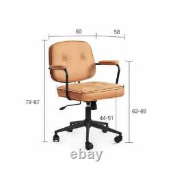 Cushioned Computer Office Desk Chair PU Leather Adjustable Swivel Chair Brown