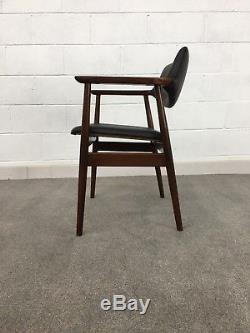 Danish Rosewood and Leather Office / Desk Chair Mid Century Armchair / Vintage