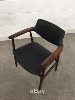 Danish Rosewood and Leather Office / Desk Chair Mid Century Armchair / Vintage
