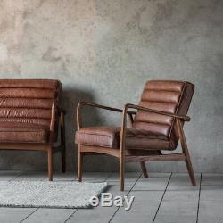 Datsun Armchair Vintage Brown Leather Lounge Office Mid Century Modern Retro