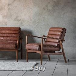 Datsun Armchair Vintage Brown Leather Lounge Office Mid Century Modern Retro