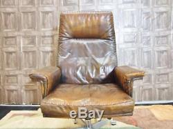 De Sede DS 31 Brown Tan Swiss Leather Antique Vintage 1960s Office Lounge Chair