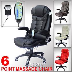 Deluxe Reclining Leather Office Computer Chair 6-Point Massage High Back Swivel