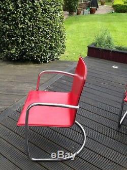 Designer 6x Matteograssi MIZAR Red Leather steel cantilever dining office chair