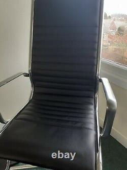 Designer Highback Ribbed Leather Office Chair