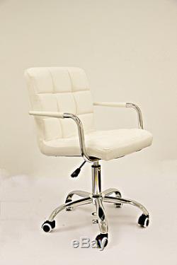 Designer PU Leather Adjustable Office Computer Chair Swivel Chrome Base