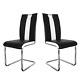 Dining Chair Set Of 2 High Back Pu Leather Chrome Leg Kitchen Office Padded Seat