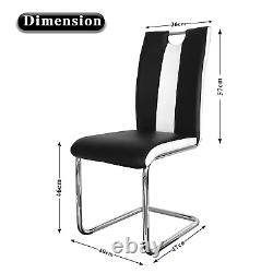Dining Chair Set of 2 High Back PU Leather Chrome Leg Kitchen Office Padded Seat