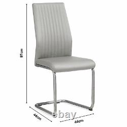 Dining Chairs Set 2/4 Leather Chrome Legs High Back Office Chair Kitchen Home