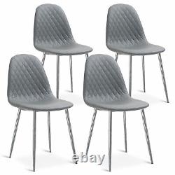 Dining Chairs Set 2/4 Pu Leather Padded Seat Chrome Legs Office Kitchen Chair