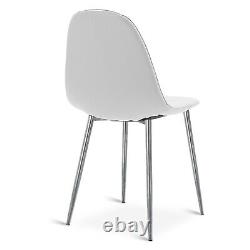 Dining Chairs Set of 4 Pu Leather Padded Seat Chrome Legs Office Kitchen Chair