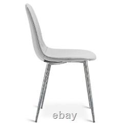 Dining Chairs Set of 4 Pu Leather Padded Seat Chrome Legs Office Kitchen Chair