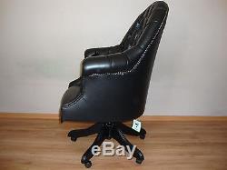 Directors Chesterfield office swivel chair. Brand new! Black leather! Handmade