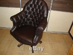 Directors Chesterfield office swivel chair. Brand new! Leather! Handmade
