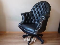Directors Chesterfield office swivel chair. Brand new! Leather! Handmade