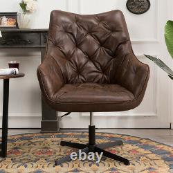 Distressed Tan PU Leather Swivel Computer Chair Computer Office Leisure Armchair