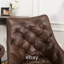 Distressed Tan PU Leather Swivel Computer Chair Computer Office Leisure Armchair