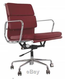EA217 Aniline Leather Eames Style Office Chair in Dark Red