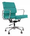 Ea217 Leather Eames Style Office Chair In Turquoise Sea Blue