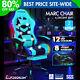 Elfordson Gaming Office Chair 12 Rgb Led Massage Computer Seat Footrest Cyan