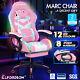 Elfordson Gaming Office Chair 12 Rgb Led Massage Computer Seat Footrest Pink