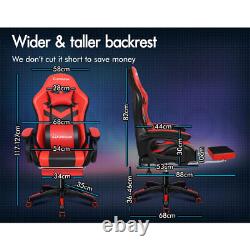 ELFORDSON Gaming Office Chair 12 RGB LED Massage Computer Seat Footrest Red