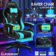 Elfordson Gaming Office Chair 12 Rgb Led Massage Computer Seat Footrest White