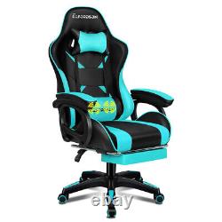 ELFORDSON Gaming Office Chair Massage Racing Computer Seat Footrest Leather