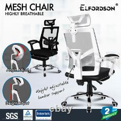 ELFORDSON Gaming Office Chair Racing Executive Footrest Computer Seat PU Leather