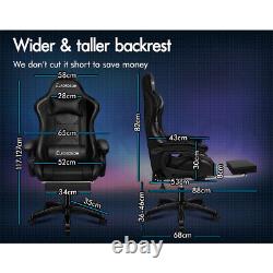 ELFORDSON Gaming Office Chair Racing Massage Computer Seat Footrest Leather