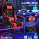 Elfordson Gaming Office Chair Racing Massage Computer Seat Footrest Leather Red
