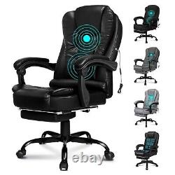 ELFORDSON Home Office Chair with Massage Function, PC Chairs with Footrest