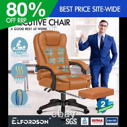 ELFORDSON Massage Office Chair Executive Gaming Racer Heated PU Leather Seat