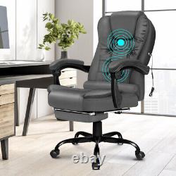 ELFORDSON Massage Office Chair Gaming Seat with Footrest Padding PU Leather
