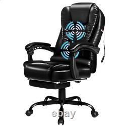 ELFORDSON Massage Office Chair with Footrest Executive Gaming PU Leather Glossy